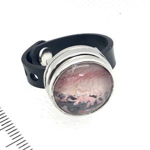 Snap ring 20mm handmade snap Black silicone band Adjustable SR20